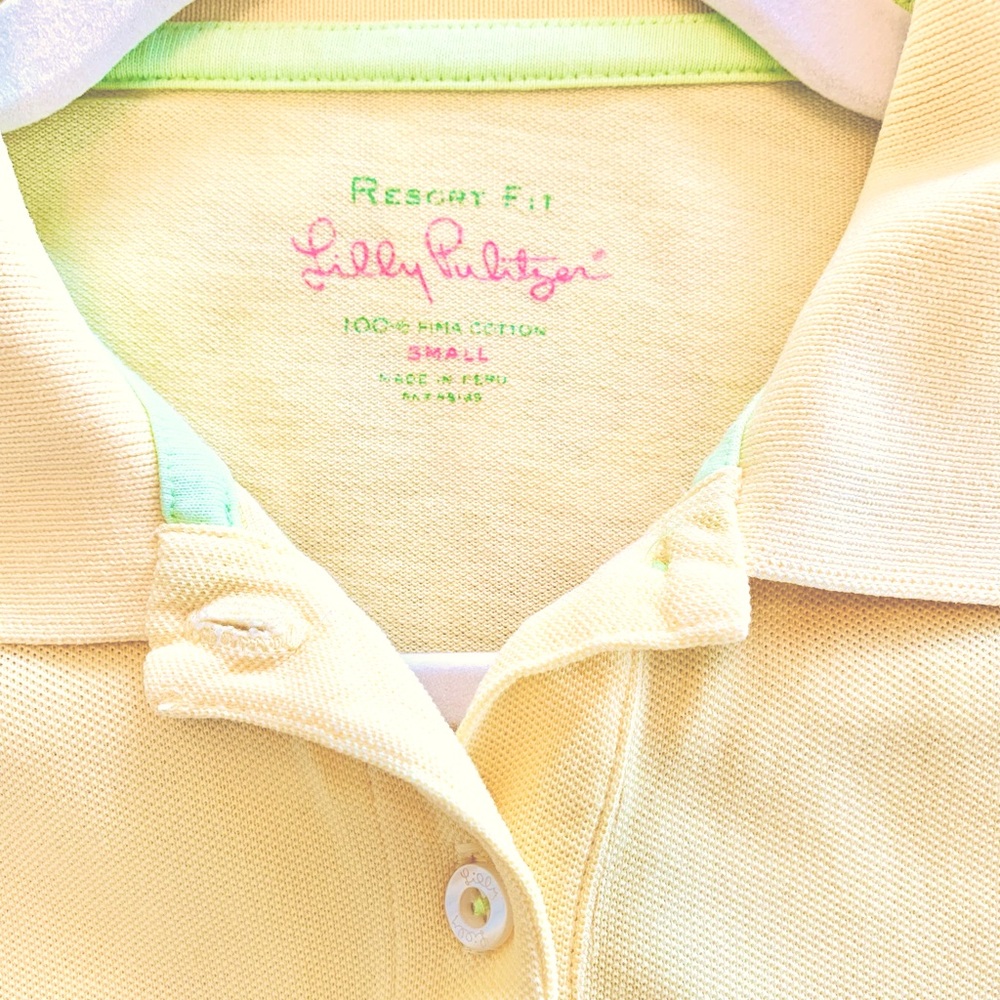 🌴 Lilly Pulitzer Yellow Polo Shirt Resort Fit - Picture 5 of 9